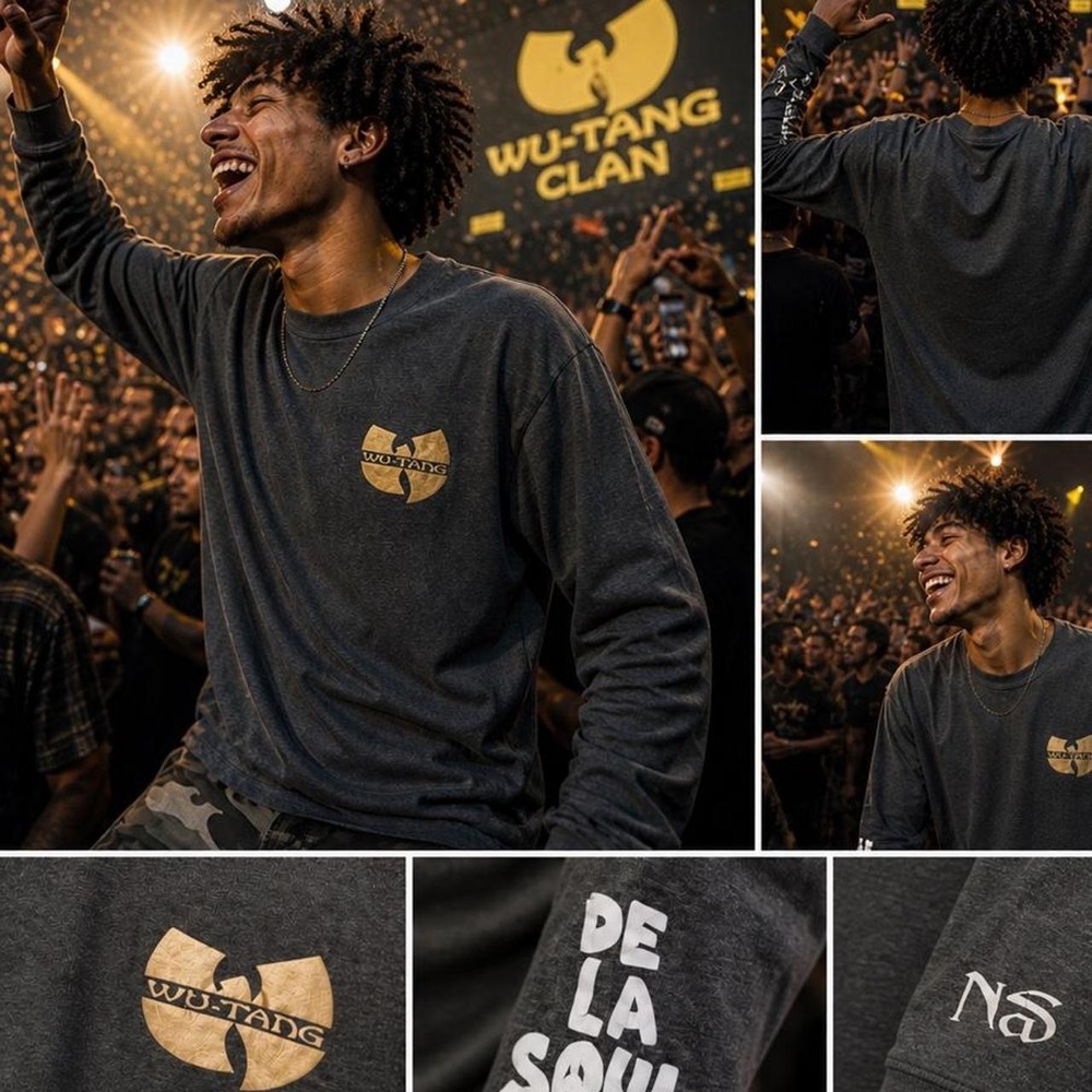 Wu-Tang Clan Gray Long Sleeve Shirt Men's M/L Hip Hop‎ Graphic Tee